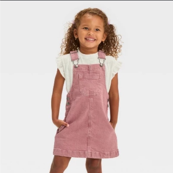 Cat & Jack Other - Cat & Jack Pink Denim Overall Dress